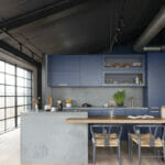 Industrial One wall kitchen with iseland in Caesarstone 4033 Rugged Concrete | 2539