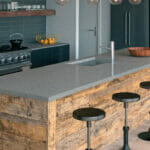 Industrial One-Wall Kitchen with island in Caesarstone 4003 Sleek Concrete 1880