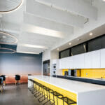 Modern One-Wall Kittchen with island in Caesarstone 1141_Pure White_Official Design Amy Laveno