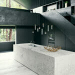 Modern kitchen with Island in Caesarstone 5043 Montblanc 1744