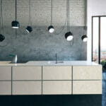Modern kitchen with Island in Caesarstone 5130 Cosmopolitan White | 1867