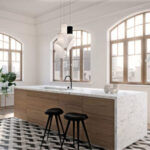 shiny white attica countertop