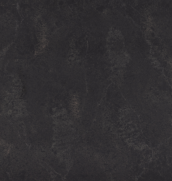 Caesarstone 5820 Darcrest surface with Dark textured surface with subtle gray and black marbling patterns.