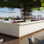 Caesarstone Lioli Porcelain 535 Goldesse outdoor kitchen