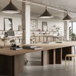 Caesarstone Lioli Porcelain 551 Travina surface in studio