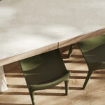 Lucillia porcelain kitchen island in warm white with caramel accents