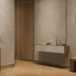 Caesarstone Lioli Porcelain Cladding with 230 Creamy Leather on Gallery walls