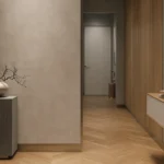 Caesarstone Lioli Porcelain Cladding with 230 Creamy Leather on Gallery walls