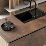 Caesarstone Lioli Porcelain 310 Majesty Metal Kitchen with island