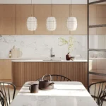 Caesarstone ICON 5105 Calacatta Dreamwave Fusion white one wall kitchen with island