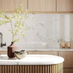 Caesarstone ICON 5105 Calacatta Dreamwave Fusion white one wall kitchen with island