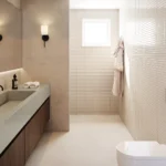 Caesarstone ICON 4101 Organic Dawn beige modern bathroom