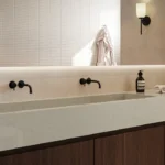 Caesarstone ICON 4101 Organic Dawn beige modern bathroom