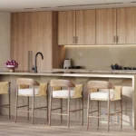 Caesarstone ICON 4401 Organic Dusk dark beige surface featured in a modern one-wall kitchen with island