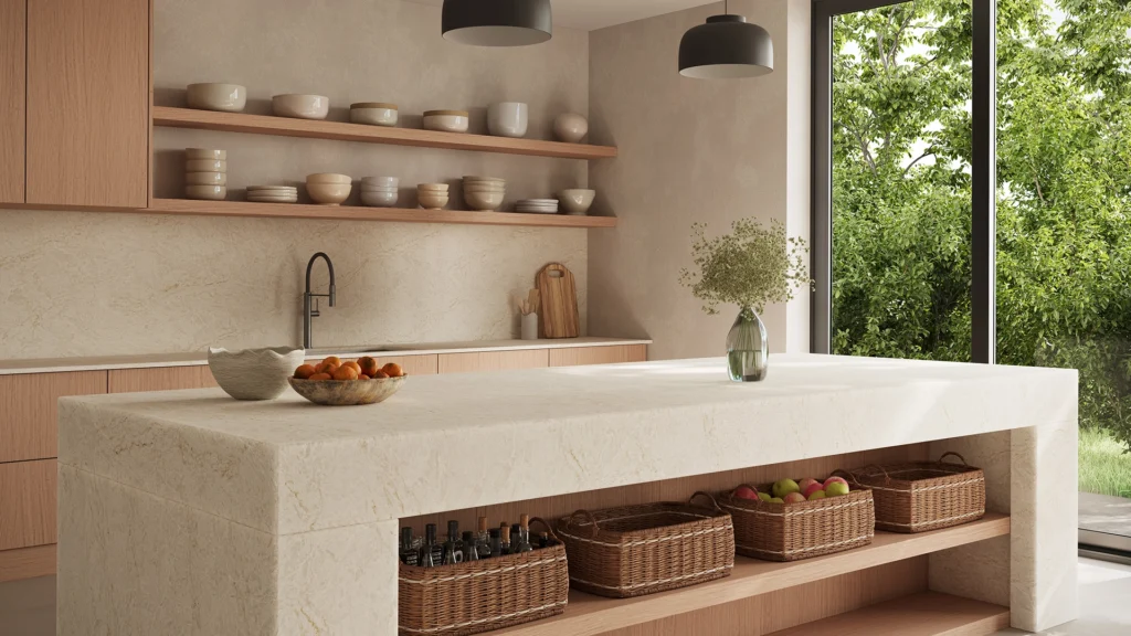 Caesarstone ICON 8251 Taj Whisper beige modern kitchen