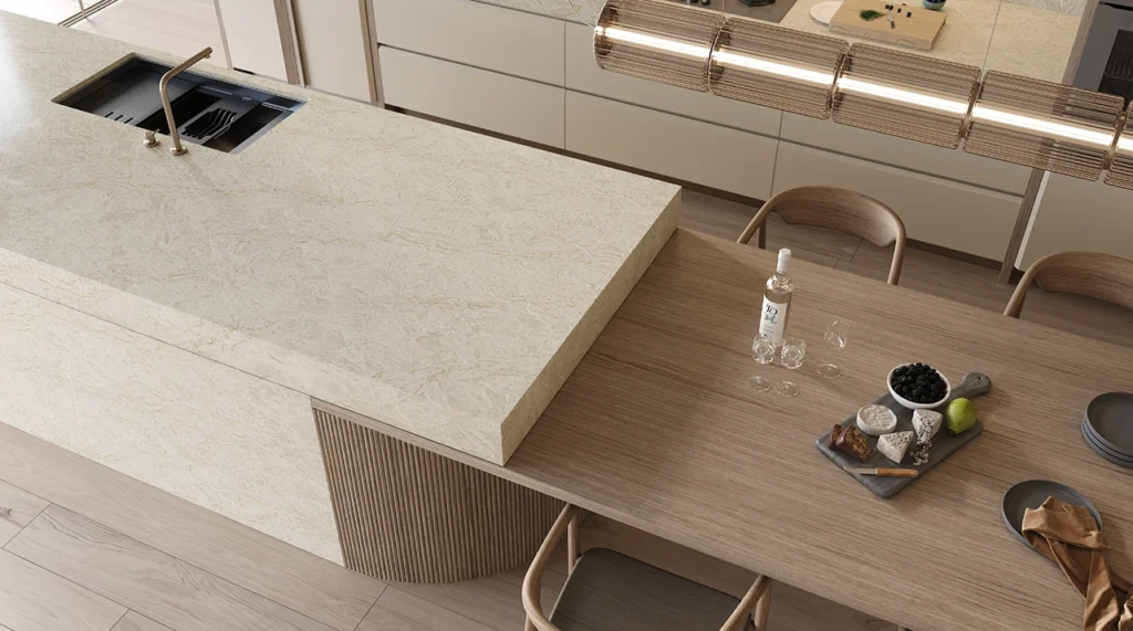 Caesarstone ICON 8251 Taj Whisper beige modern kitchen