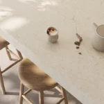 Caesarstone ICON 8252 Sedara beige modern one-wall kitchen with island