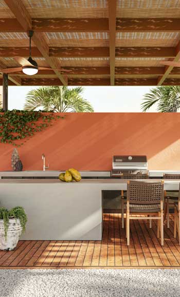 Caesarstone Porcelain Lioli 410 Aluminous outdoor kitchen