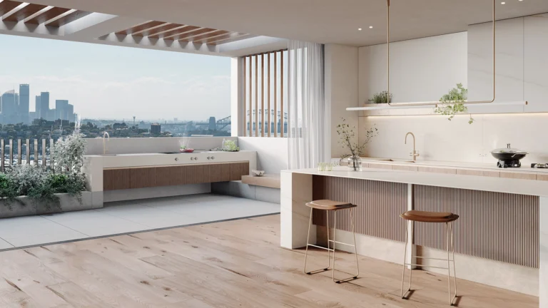Caesarstone Porcelain Lioli 412 Beige Cement Outdoor kitchen