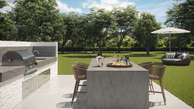 Caesarstone Porcelain Lioli 540 Monumental outdoor kitchen