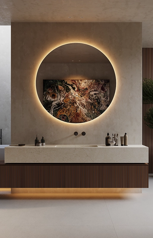Caesarstone ICON 8252 Sedara beige modern bathroom